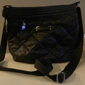 Vera Bradley Womens Black Quilted Nylon Cross Body Bag Adjustable Strap 10 x 12